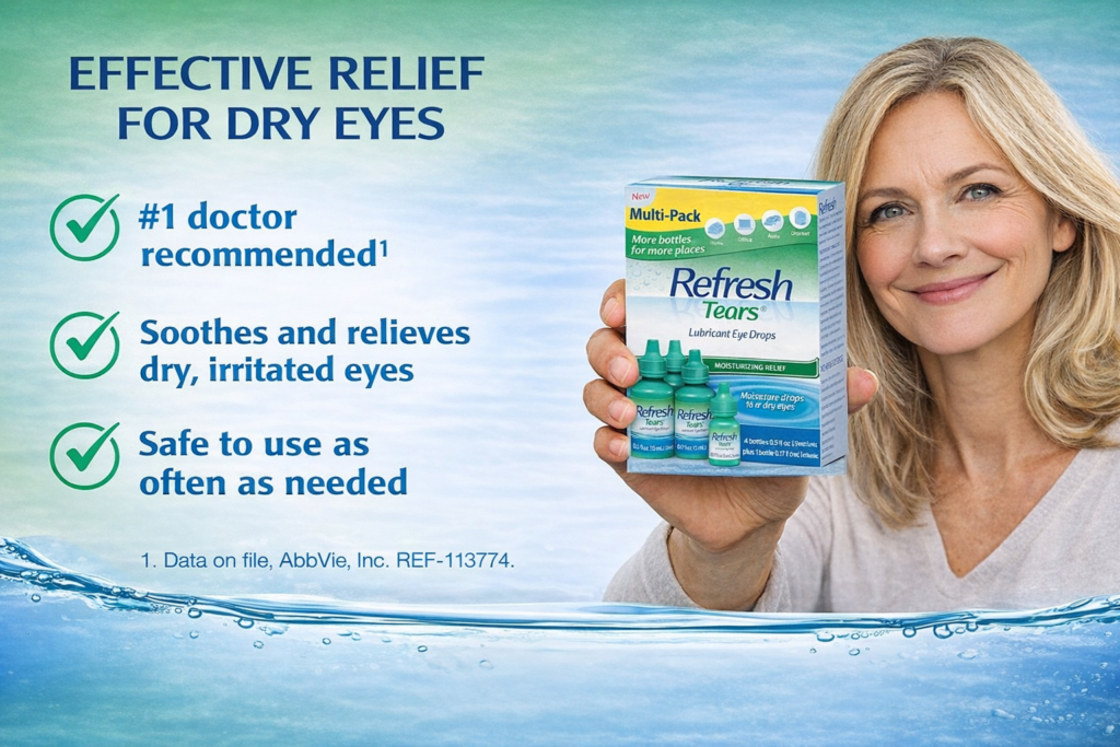 Công Dụng Thuốc Nhỏ Mắt Refresh Tears Của Mỹ Giúp Giảm Mỏi Mắt