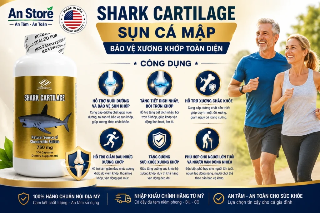 Cơ Chế Tái Tạo Sụn Khớp Và Tăng Dịch Nhầy Khớp Của Viên Uống Sụn Cá Mập Mỹ