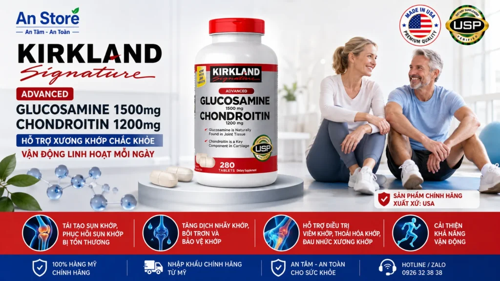 Viên Uống Bổ Khớp Kirkland Glucosamine 1500mg Chondroitin 1200mg Của Mỹ
