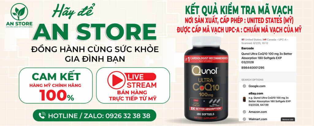 Mã vạch UPC-A Thuốc Bổ Tim Qunol Ultra CoQ10 100mg 180 Viên Của Mỹ