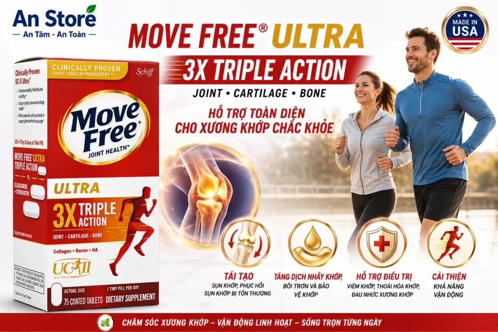Thuốc Bổ Xương Khớp Move Free Ultra 3X Triple Action 75 Viên Của Mỹ Chính Hãng