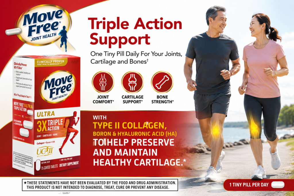 Thuốc Bổ Khớp Move Free Ultra 3X Triple Action 75 Viên Chính Hãng Của Mỹ