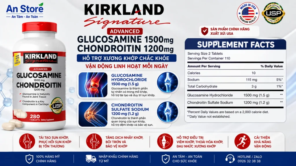 Thành Phần Thuốc Bổ Xương Khớp Kirkland 280 Viên Của Mỹ