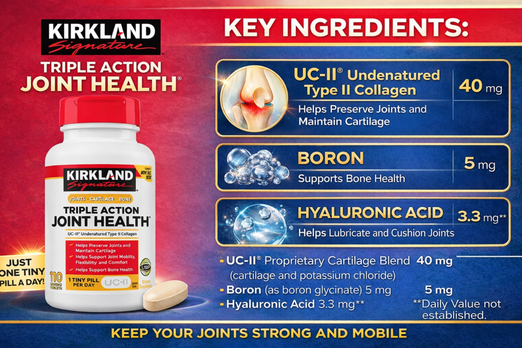 Thành Phần Thuốc Bổ Xương Khớp Kirkland Triple Action Joint Health Của Mỹ