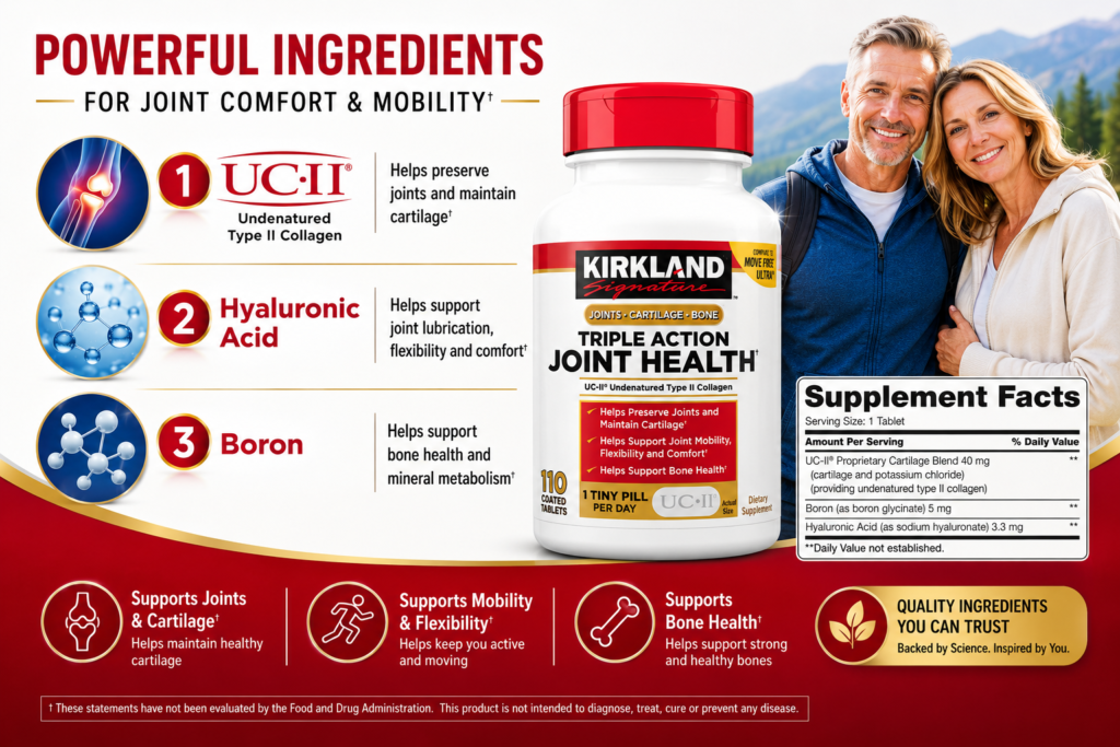 Thành Phần Thuốc Bổ Xương Khớp Kirkland Triple Action Joint Health Của Mỹ