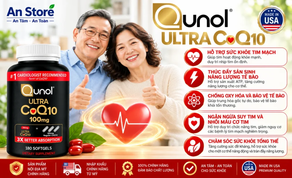 Thuốc Bổ Tim Qunol Ultra CoQ10 100mg 180 Viên Của Mỹ Nhập Khẩu Chính Hãng Từ Costco.