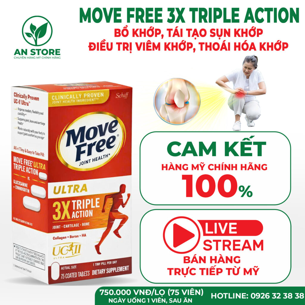 Thuốc Bổ Xương Khớp Move Free Ultra 3X Triple Action 75 Viên Của Mỹ