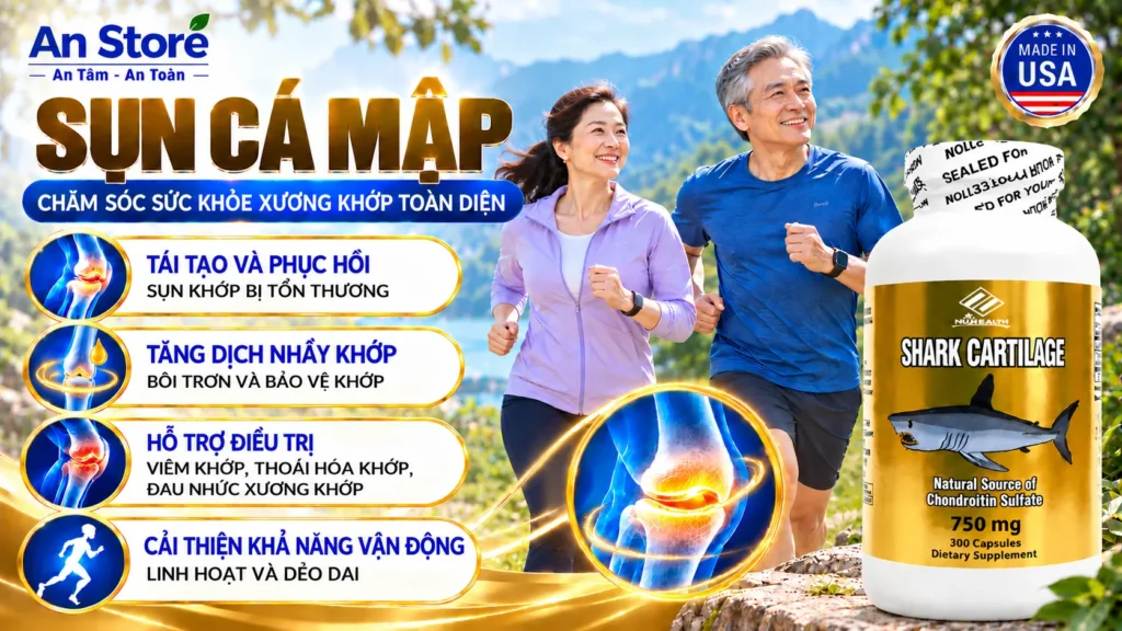 Viên Uống Sụn Cá Mập Nuhealth Shark Cartilage 750mg Của Mỹ