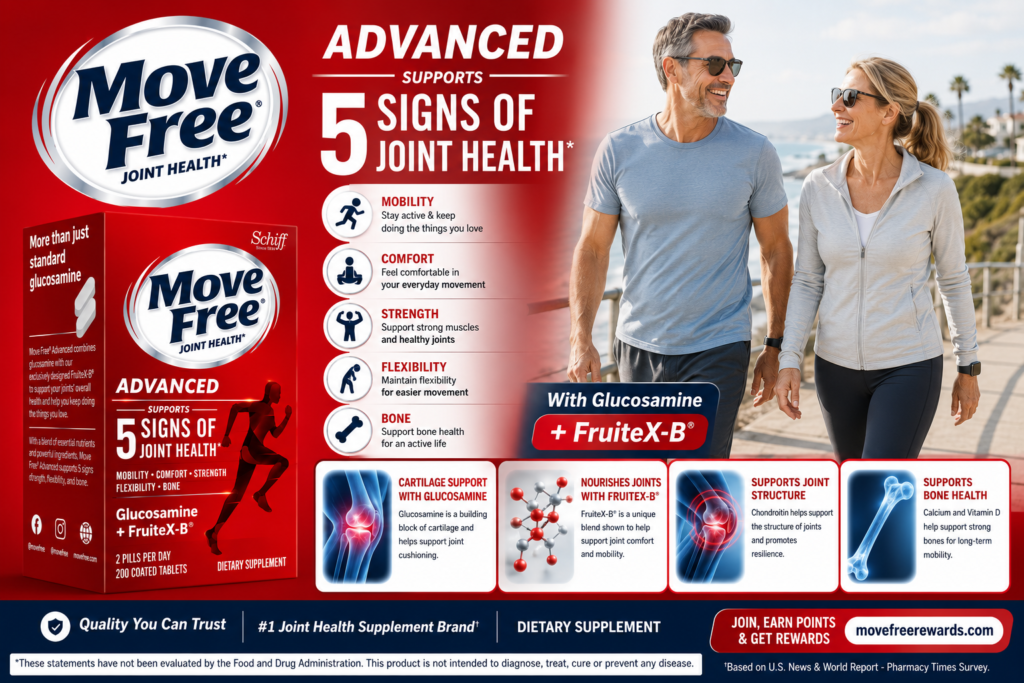 Công Dụng Hỗ Trợ Tái Tạo Sụn Khớp Và Giảm Đau Của Move Free Joint Health
