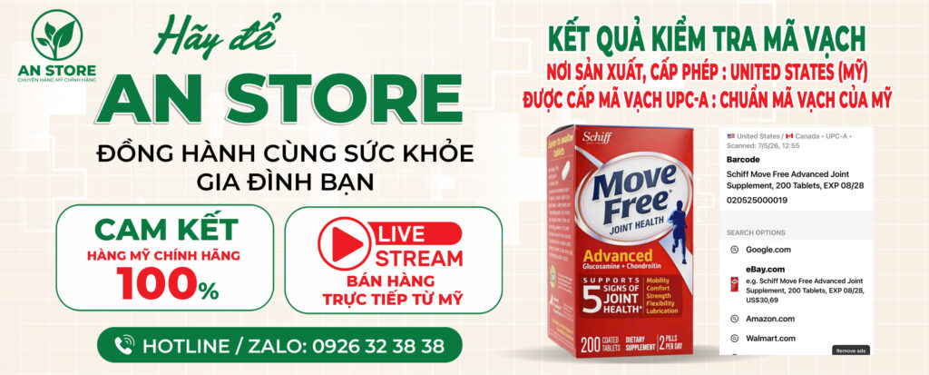 Mã Vạch UPC-A Thuốc Bổ Khớp Move Free Joint Health 200 Viên Của Mỹ