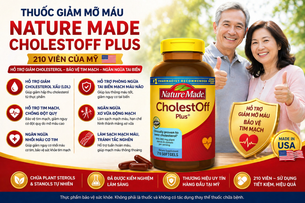 Thuốc Giảm Mỡ Máu Nature Made CholestOff Plus 210 Viên Của Mỹ Chính Hãng