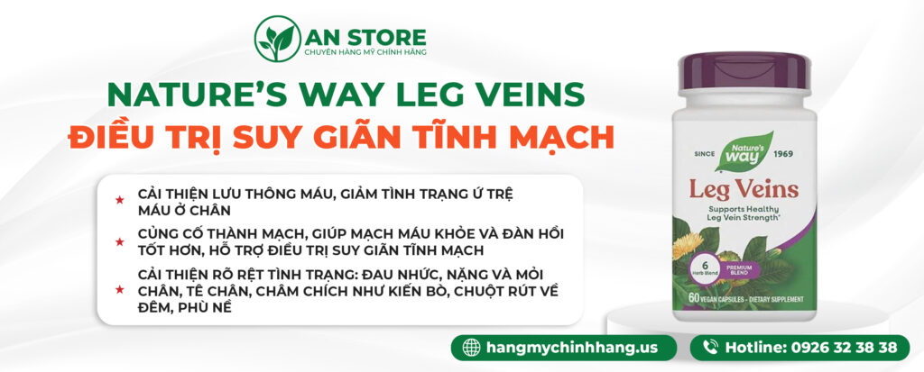 Công Dụng Thuốc Trị Suy Giãn Tĩnh Mạch Nature’s Way Leg Veins Của Mỹ
