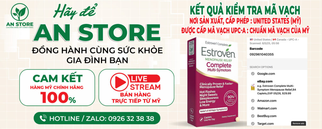KẾT QUẢ KIỂM TRA MÃ VẠCH NỘI TIẾT TỐ ESTROVEN DO AN STORE CUNG CẤP