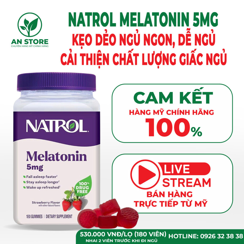 Kẹo Dẻo Ngủ Ngon Natrol Melatonin 5mg Của Mỹ