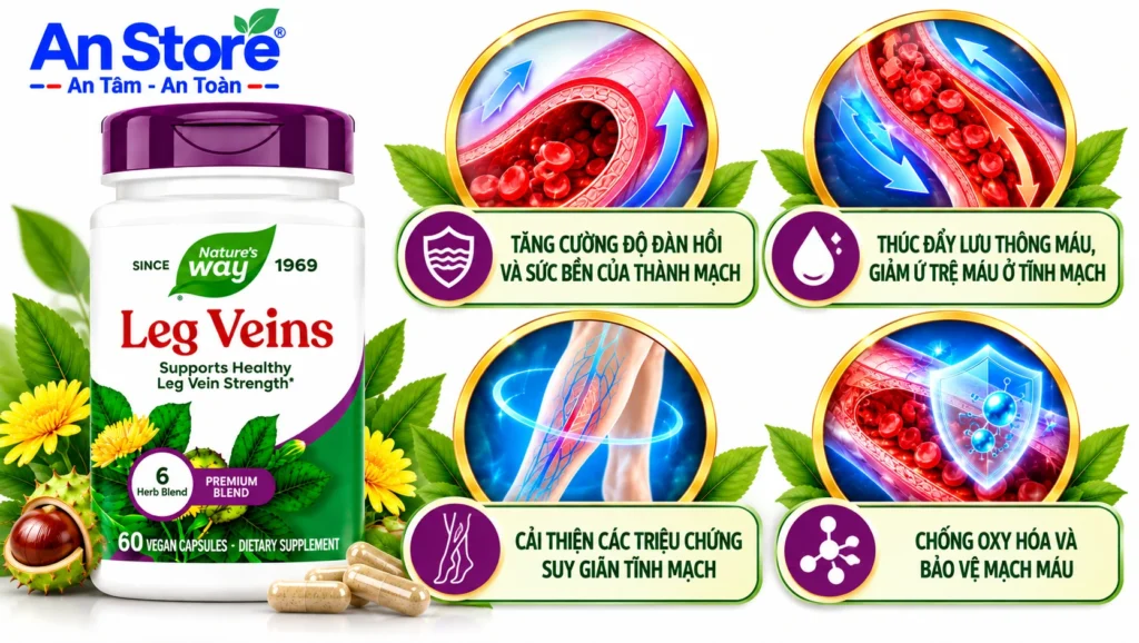 Công Dụng Thuốc Điều Trị Suy Giãn Tĩnh Mạch Nature’s Way Leg Veins Của Mỹ