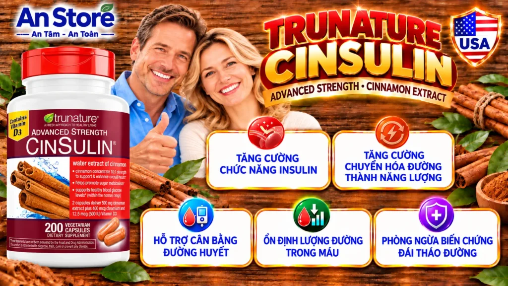 Thuốc Trị Bệnh Tiểu Đường Trunature Advanced Strength Cinsulin Của Mỹ