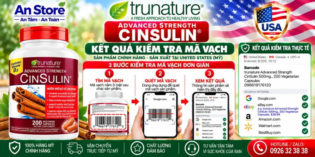 Trunature Advanced Strength Cinsulin Do An Store Cung Cấp Luôn Có Mã Vạch Chuẩn Mỹ UPC-A