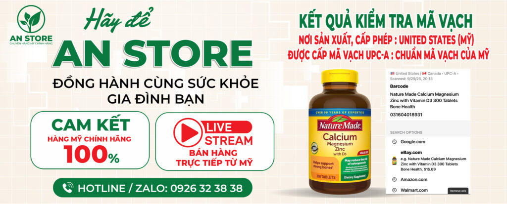 KẾT QUẢ KIỂM TRA MÃ VẠCH NATURE MADE CANXI, MAGIE, ZINC, D3 DO AN STORE CUNG CẤP