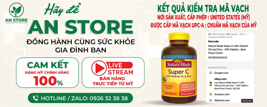 KẾT QUẢ KIỂM TRA MÃ VẠCH NATURE MADE SUPER C DO AN STORE CUNG CẤP