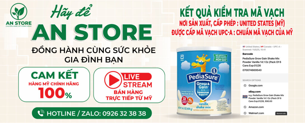 KẾT QUẢ KIỂM TRA MÃ VẠCH SỮA PEDIASURE DO AN STORE CUNG CẤP