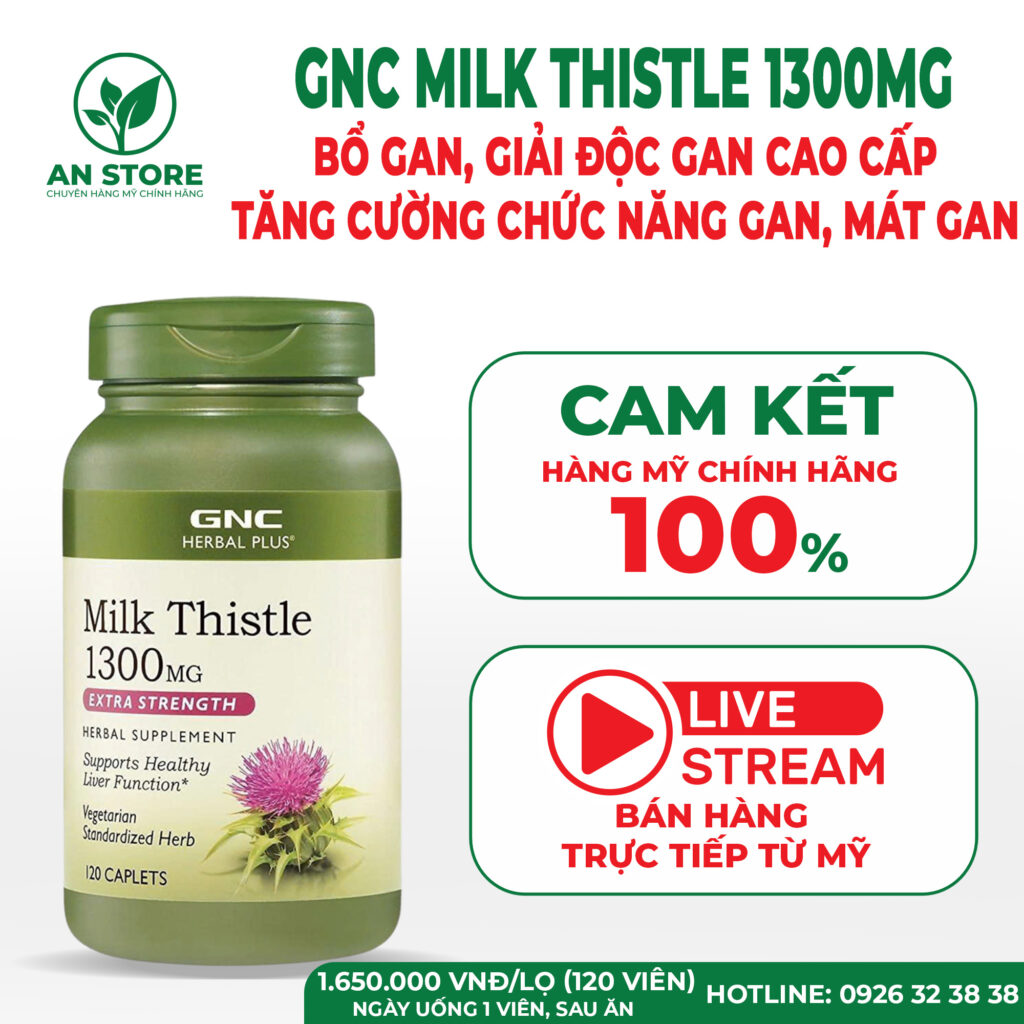Thuốc Bổ Gan Cao Cấp GNC Milk Thistle 1300mg Của Mỹ
