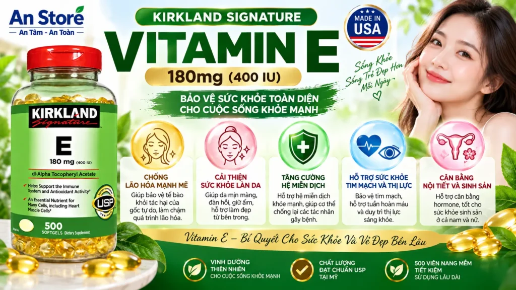 Công Dụng Vitamin E Kirkland Signature 400IU Của Mỹ
