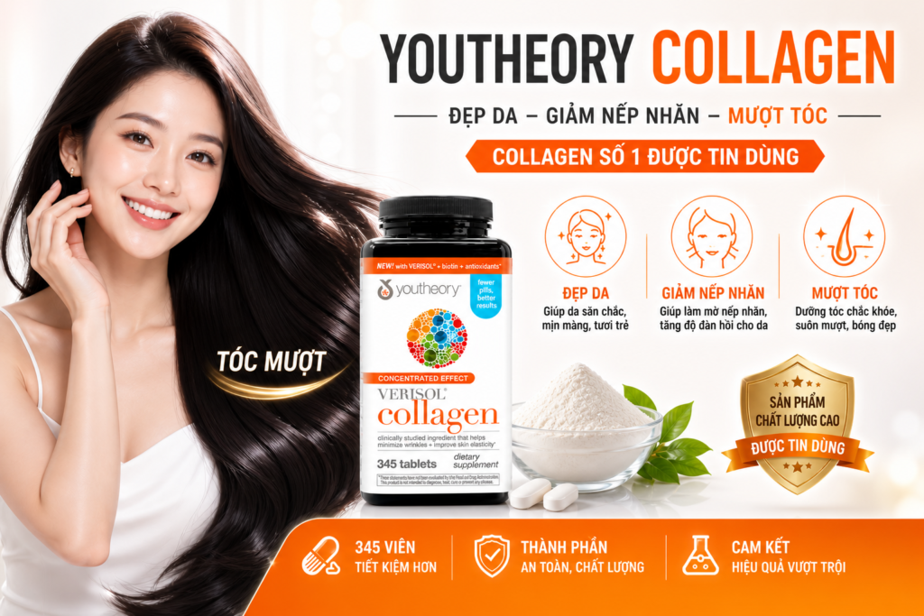 Viên Uống Youtheory Verisol Collagen 345 Viên Của Mỹ chính hãng