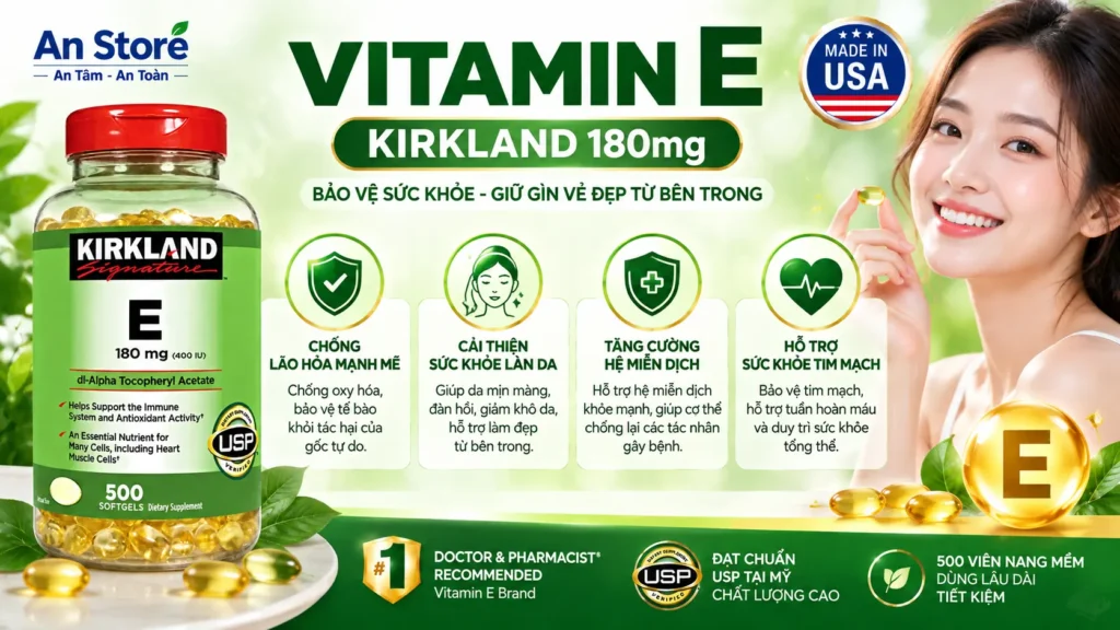 Viên Uống Vitamin E Kirkland 180mg 500 Viên Của Mỹ