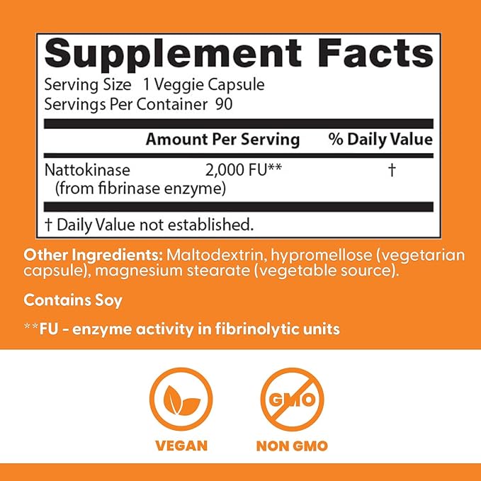 Thành Phần Thuốc Ngăn Ngừa Tai Biến Đột Quỵ Nattokinase 2000 FUs Của Mỹ