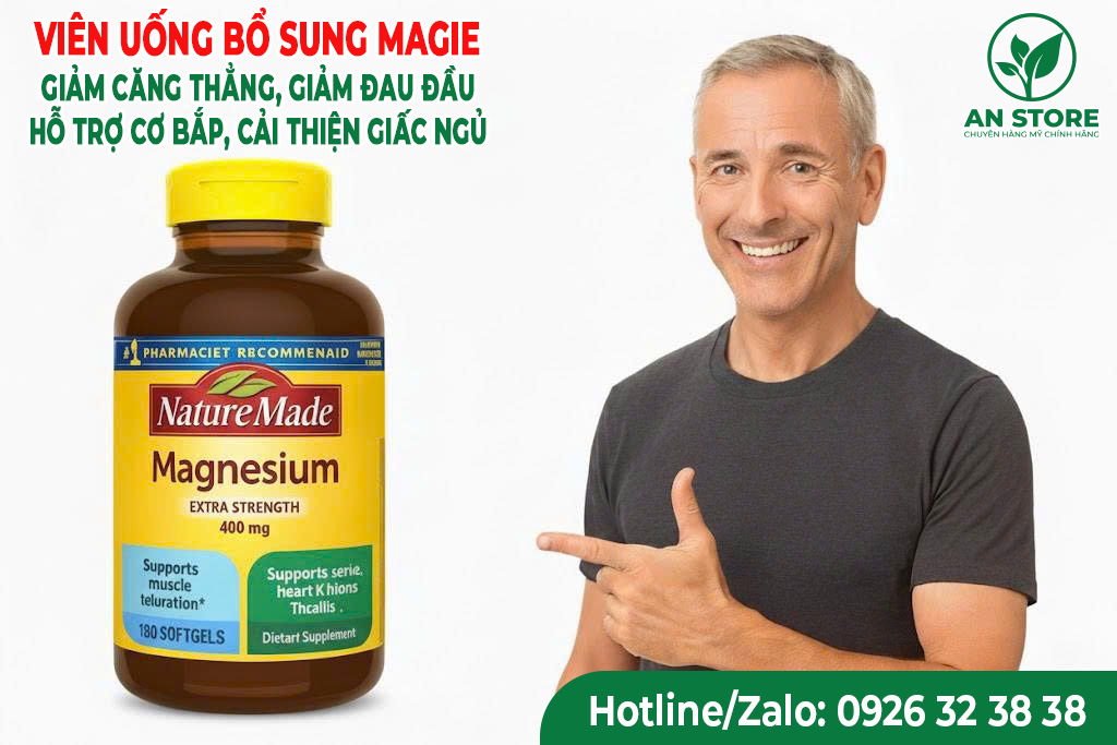 Viên Uống Nature Made Magnesium 400 mg 180 Viên Của Mỹ