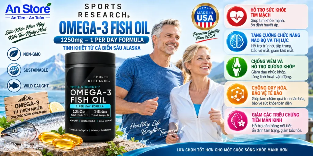 Công Dụng Dầu Cá Sports Research Omega-3 Fish Oil 1250mg Đối Với Sức Khỏe