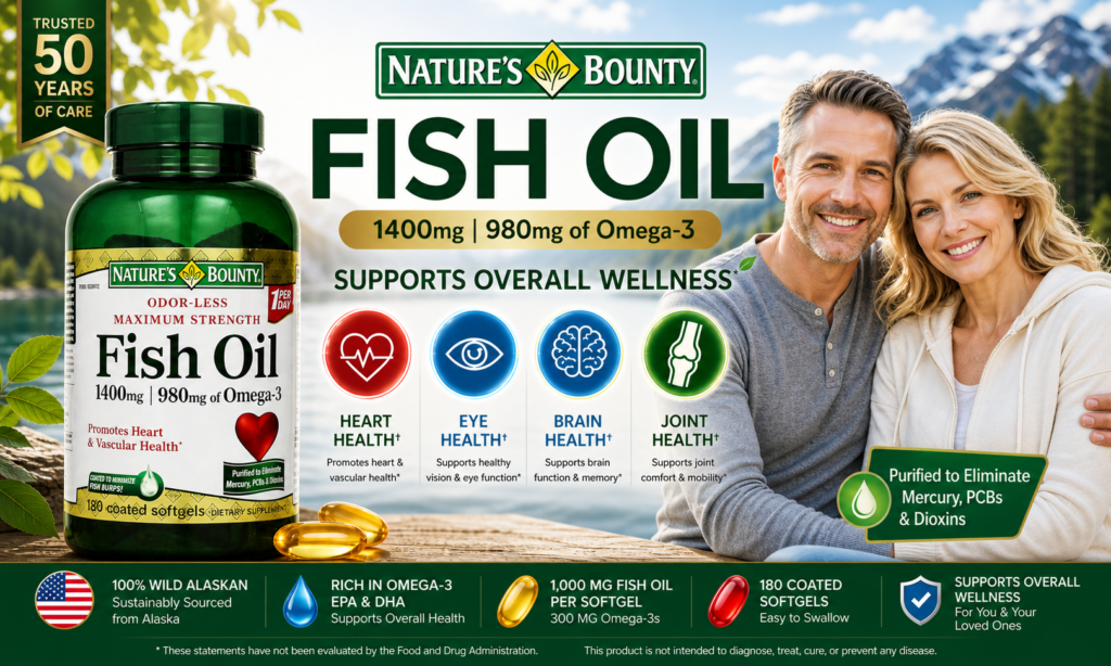 Dầu Cá Nature’s Bounty Fish Oil 1400mg 130 Viên Của Mỹ