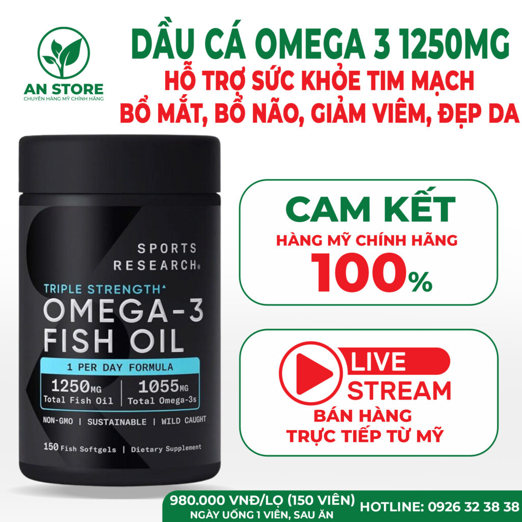 dầu cá omega 3 sports research của mỹ chính hãng