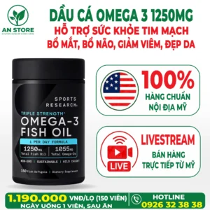 Dầu Cá Sports Research Omega-3 Fish Oil 1250mg Của Mỹ