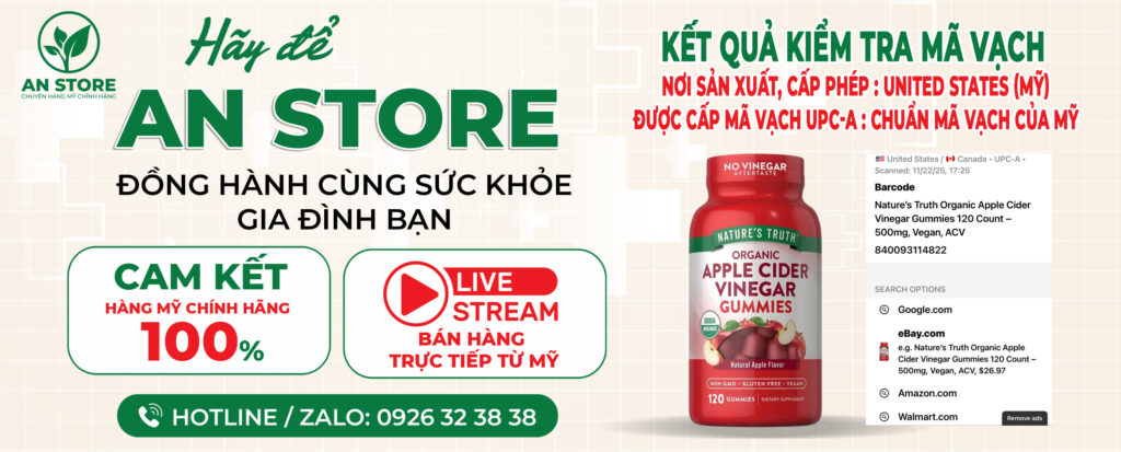 Mã Vạch UPC-A Kẹo Giảm Cân Nature’s Truth Apple Cider Vinegar Gummies