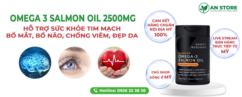 Dầu Cá Hồi Sports Research Alaskan Omega 3 Salmon Oil 2500mg 180 Viên Của Mỹ