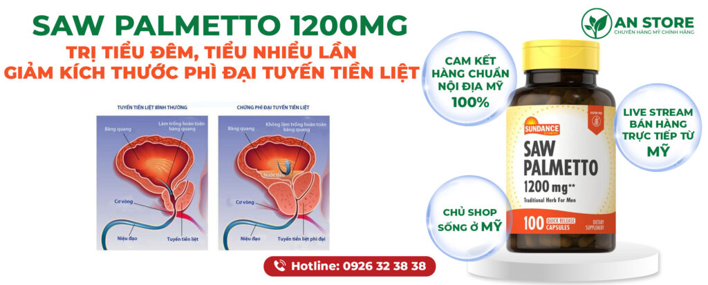 Thuốc Trị Phì Đại Tiền Liệt Tuyến Sundance Saw Palmetto 1200mg 100 Viên Của Mỹ