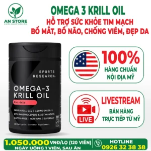 Dầu Nhuyễn Thể Sports Research Omega-3 Krill Oil 120 Viên Của Mỹ