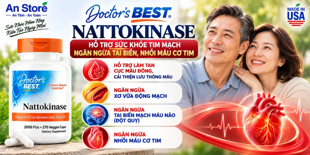 Viên Uống Ngăn Ngừa Tai Biến Doctor's Best Nattokinase 2000 Fus Của Mỹ Chuẩn Nội Địa