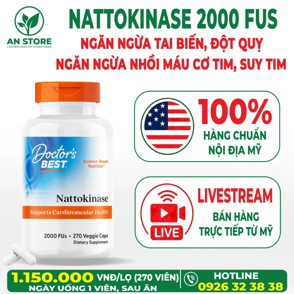 Viên Uống Ngăn Ngừa Tai Biến Đột Quỵ Doctor’s Best Nattokinase 2000 FUs Của Mỹ