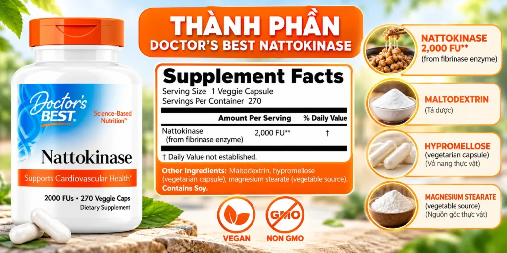 Thành Phần Viên Uống Ngăn Ngừa Tai Biến Nattokinase 2000 Fus Của Mỹ
