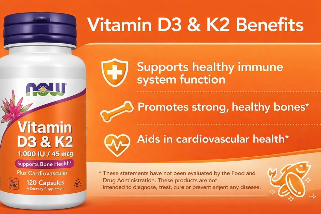 Công Dụng Viên Uống Now Vitamin D3 & K2 120 Viên Của Mỹ