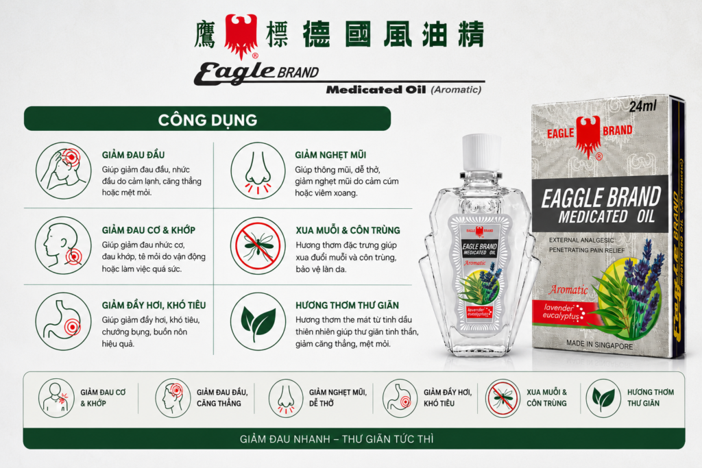 Công Dụng Giảm Đau Và Trị Cảm Lạnh Của Dầu Gió Trắng Singapore