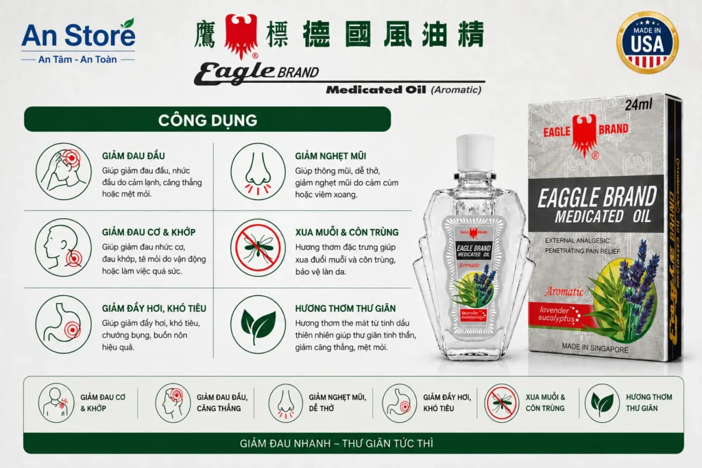 Công Dụng Giảm Đau Và Trị Cảm Lạnh Của Dầu Gió Trắng Singapore