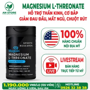 Magie Hữu Cơ Sports Research Magnesium L-Threonate Của Mỹ