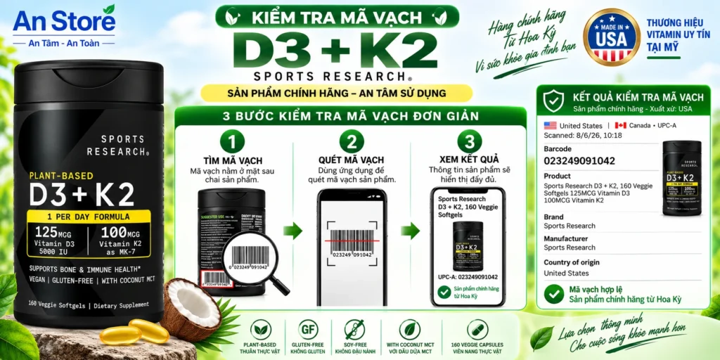 Sports Research D3 + K2 Do An Store Cung Cấp Luôn Có Mã Vạch Chuẩn Mỹ UPC-A