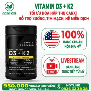 Viên Uống Sports Research D3 + K2 Của Mỹ