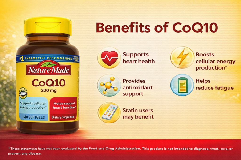 Công Dụng Thuốc Bổ Tim Nature Made CoQ10 200mg 140 Viên Của Mỹ