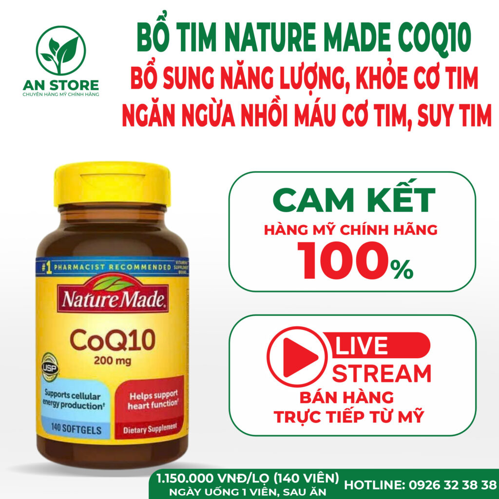 Thuốc Bổ Tim Nature Made CoQ10 200mg 140 Viên Của Mỹ