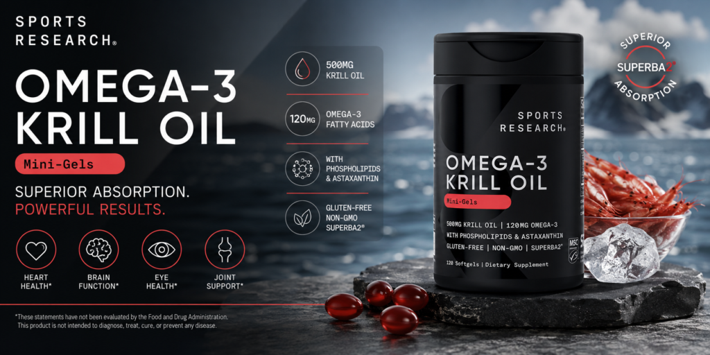 Dầu Nhuyễn Thể Sports Research Omega-3 Krill Oil 120 Viên Của Mỹ